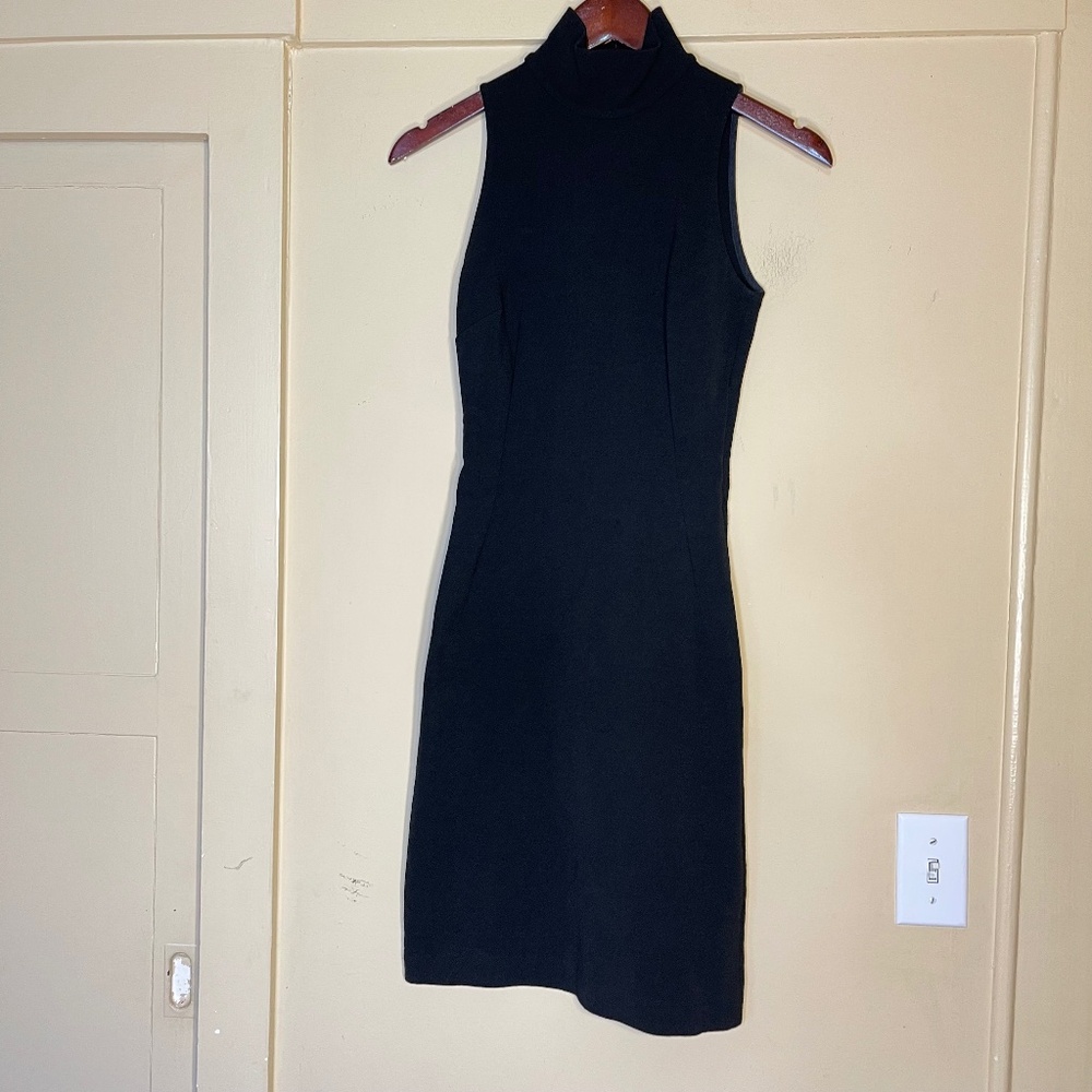 Dolce & Gabbana Black Sleeveless Turtleneck Sheath Dress